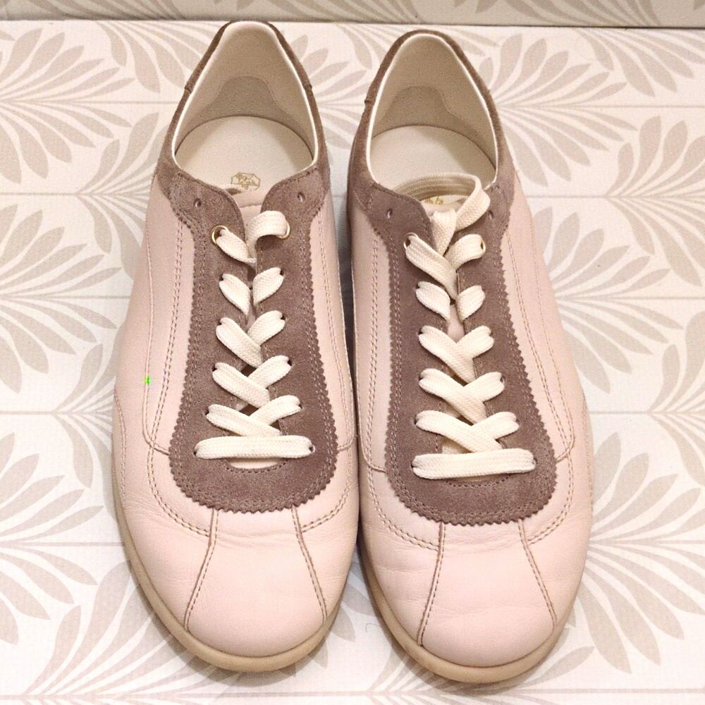 Brunello Cucinelli Men's White/Gray Leather Lace-Up Logo Sneakers EU 44 rare